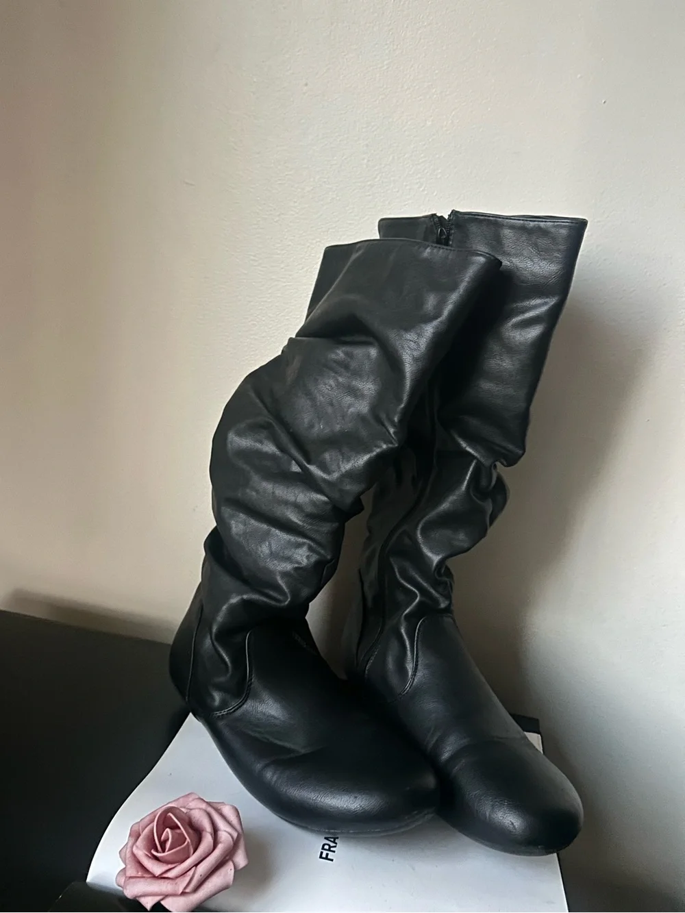 Black Slouchy Knee-High Women's Boots 11